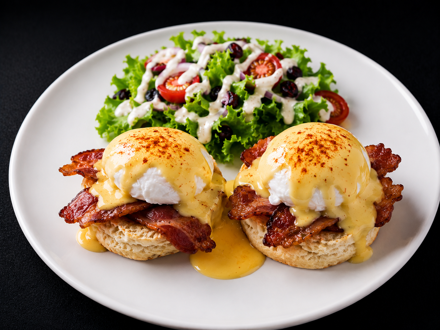 Eggs Benedict served on Epic's buttermilk biscuits
