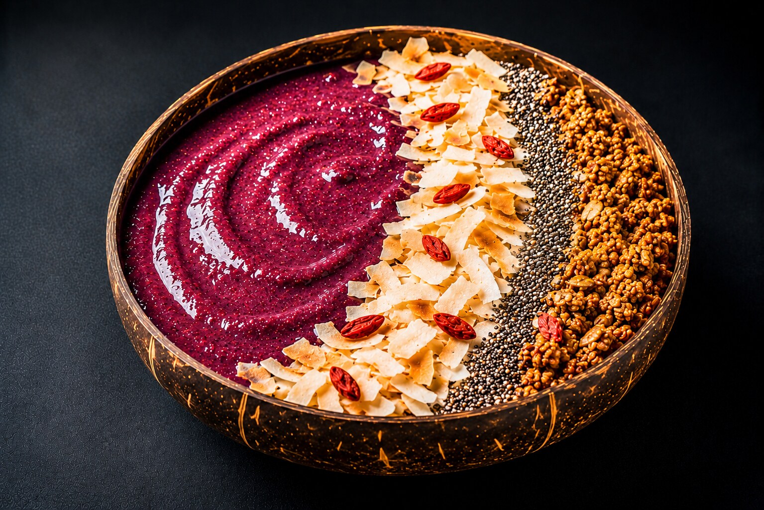 Açaí smoothie bowl with fruit and granola